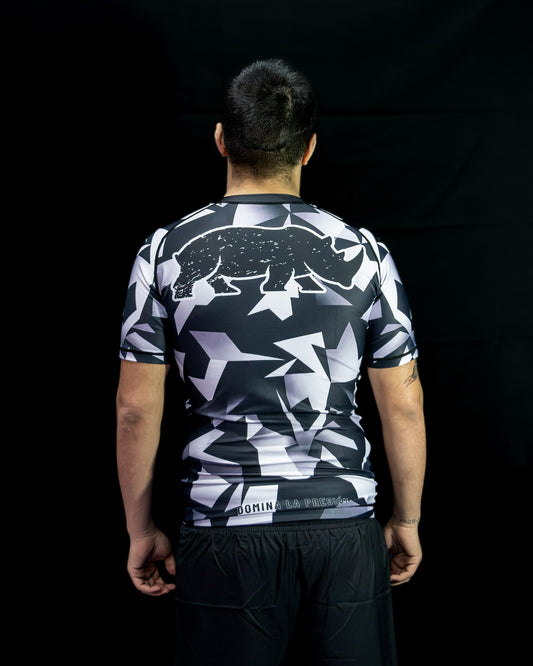 Rashguard Geométrico Blanco/Negro