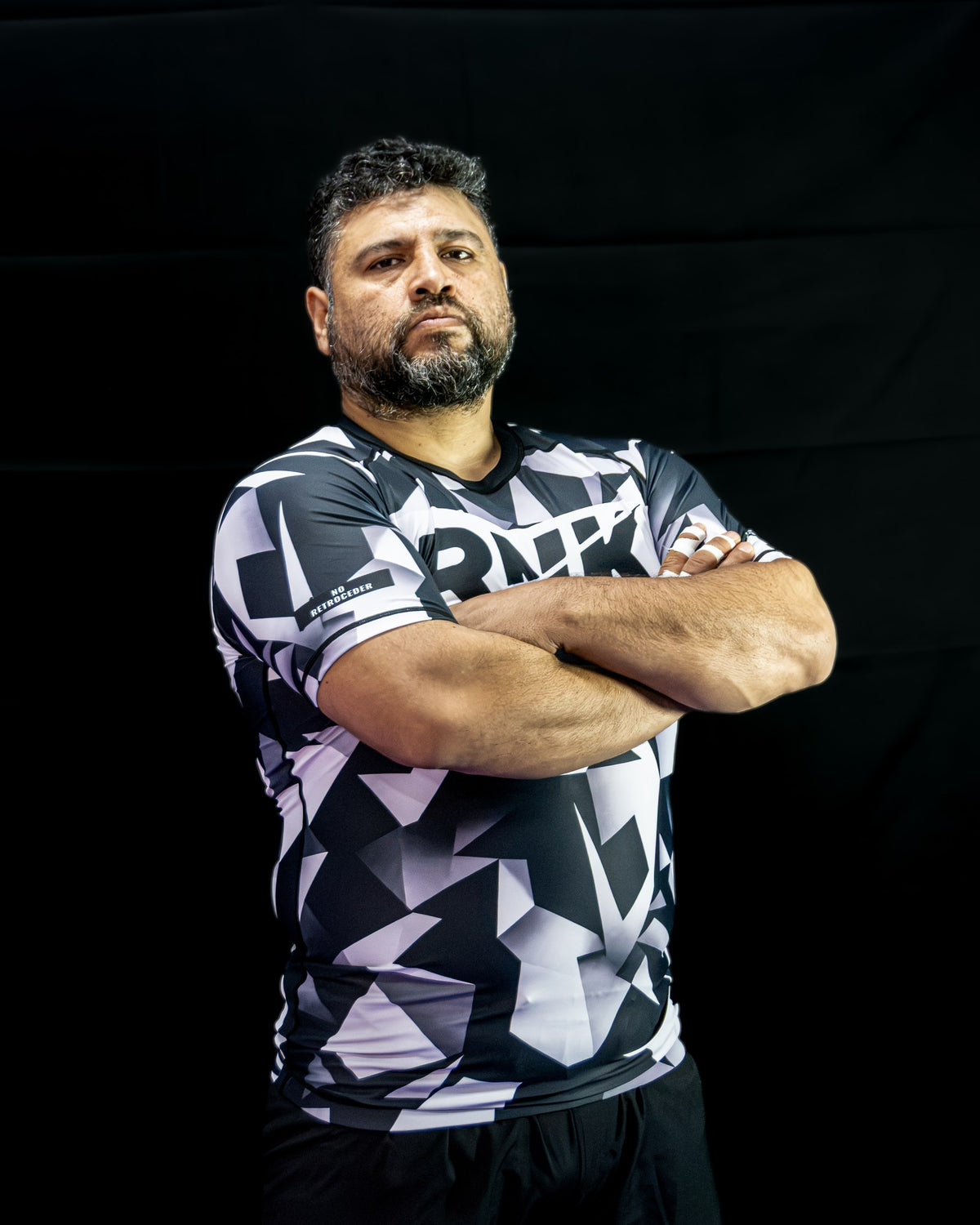 Rashguard Geométrico Blanco/Negro